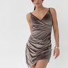 Велюрова сукня на бретелях з драпіруванням hot fashion  LX-10310715