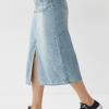 Джинсовая юбка с разрезом и накладными карманами  LX-10446212