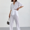 Женский летний костюм с брюками и блузкой на завязках  LX-10462501