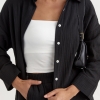 Женский летний костюм с шортами и рубашкой на пуговицах  LX-10463209