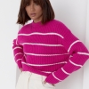 Женский вязаный свитер оверсайз в полоску  LX-10492033