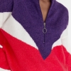 Женская трехцветкая кофта с молнией на воротнике  LX-10492941