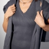 Костюм с платьем и свитером украшен рваным декором  LX-10518822