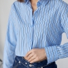Укороченная женская рубашка в полоску  LX-10527323