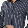 Укороченная рубашка в полоску с акцентным карманом  LX-10531209
