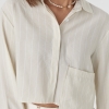 Укороченная рубашка в полоску с акцентным карманом  LX-10531203