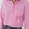 Укороченная женская рубашка с накладным карманом  LX-10531314