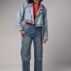 Короткая женская джинсовка в стиле Grunge  LX-10556840