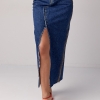 Длинная джинсовая юбка с леопардовым напылением  LX-10574923