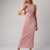 Силуэтное платье миди без рукавов с драпировкой  LX-10576014