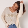 В'язаний жіночий пуловер з написом Boheme  LX-10586647
