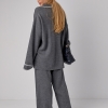 Жіночий костюм oversize з вільними штанами та кофтою-поло  LX-10599622