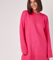 Жіноча в'язана туніка oversize із розрізами з боків