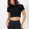 Коротка футболка Massimo Dutti з декоративними швами спереду  LX-10624109
