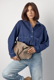 Джинсова сорочка з кишенями на металевих ґудзиках Джинсова сорочка з кишенями на металевих ґудзиках