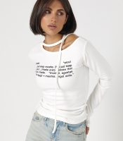 Трикотажний лонгслів на зав'язках із асиметричною горловиною