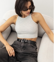 Жіноча майка-топ у рубчик з еластичного трикотажу