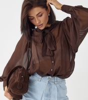 Прозора блуза з рукавами-ліхтариками