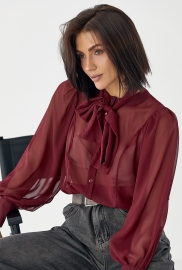 Прозора блуза з рукавами-ліхтариками Прозора блуза з рукавами-ліхтариками