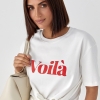Однотонна футболка з написом Voila  LX-10665347