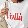 Однотонна футболка з написом Voila  LX-10665347