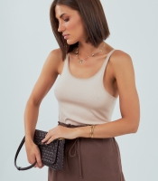 Майка в рубчик із сіточкою на бретелях