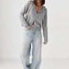 Джинси Baggy straight  із потертостями  LX-10681912