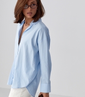 Класична однотонна сорочка з напівкруглим низом