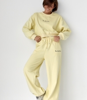 Спортивний костюм із плюшевим начосом з коротким світшотом та штанами палаццо