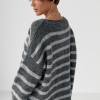 Тепла в'язана кофта oversize у смужку LX-10697110 Тепла в'язана кофта oversize у смужку LX-10697110