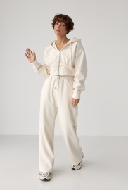 Теплий спортивний костюм з коротким худі та широкими штанами Теплий спортивний костюм з коротким худі та широкими штанами