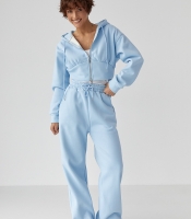 Теплий спортивний костюм з коротким худі та широкими штанами