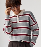 Кофта-поло у смужку вільного фасону