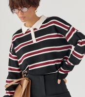 Кофта-поло у смужку вільного фасону