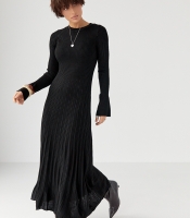 Однотонна сукня максі в рубчик