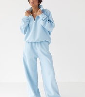 Утеплений спортивний костюм із штанами палаццо та світшотом