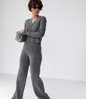 Трикотажний костюм у рубчик із кардиганом і штанами палаццо