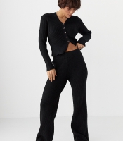 Трикотажний костюм у рубчик із кардиганом і штанами палаццо