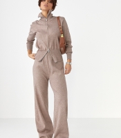 Трикотажний костюм із коротким кардиганом на блискавці та широкими штанами