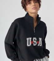 Теплий світшот з блискавкою на комірі