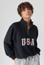 Теплий світшот з блискавкою на комірі Теплий світшот з блискавкою на комірі