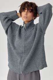 В'язаний кардиган на блискавці вільного фасону В'язаний кардиган на блискавці вільного фасону