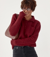 Тепла кофта-поло з накладною кишенею