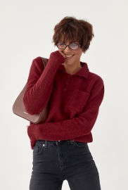 Тепла кофта-поло з накладною кишенею Тепла кофта-поло з накладною кишенею