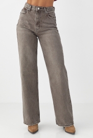 Жіночі шоколадні прямі джинси Жіночі шоколадні прямі джинси