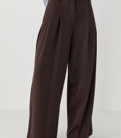 Класичні однотонні штани-палаццо зі складками