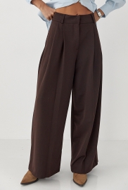 Класичні однотонні штани-палаццо зі складками Класичні однотонні штани-палаццо зі складками