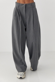 Класичні однотонні штани-палаццо зі складками Класичні однотонні штани-палаццо зі складками