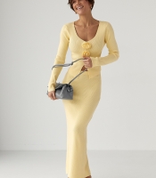 Приталений костюм в рубчик з кофти та спідниці