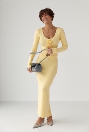 Приталений костюм в рубчик з кофти та спідниці Приталений костюм в рубчик з кофти та спідниці